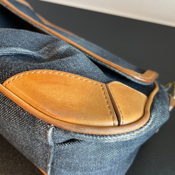 Burberry Brown Leather Trim Washed Denim Patchwork Crossbody Bag - Preowned - Picture 8 of 16